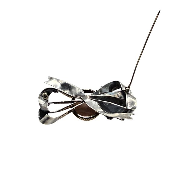 Vintage Hobe? Carved Shell Cameo Ribbon Brooch Sterling Silver 14K GF Tested - Picture 14 of 16